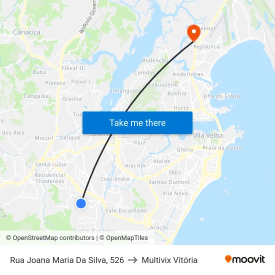 Rua Joana Maria Da Silva, 526 to Multivix Vitória map