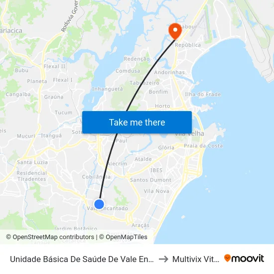 Unidade Básica De Saúde De Vale Encantado to Multivix Vitória map