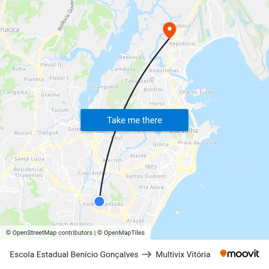 Escola Estadual Benício Gonçalves to Multivix Vitória map