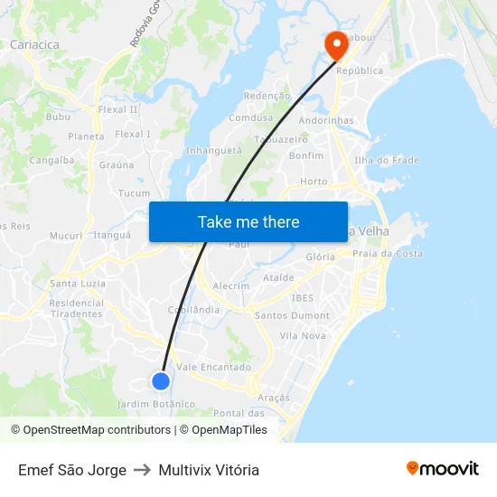 Emef São Jorge to Multivix Vitória map