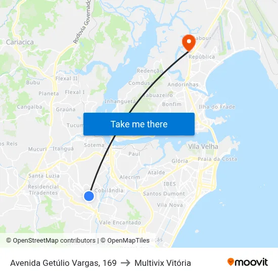 Avenida Getúlio Vargas, 169 to Multivix Vitória map