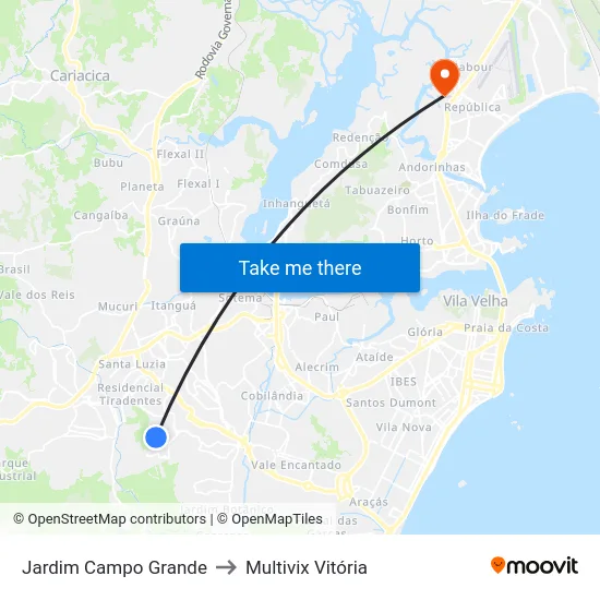 Jardim Campo Grande to Multivix Vitória map