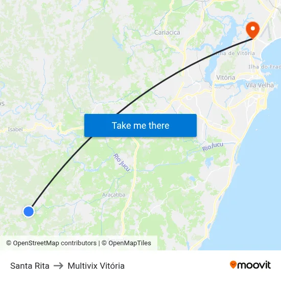Santa Rita to Multivix Vitória map