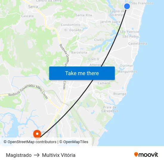 Magistrado to Multivix Vitória map