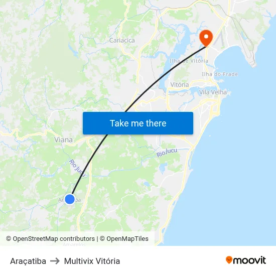 Araçatiba to Multivix Vitória map