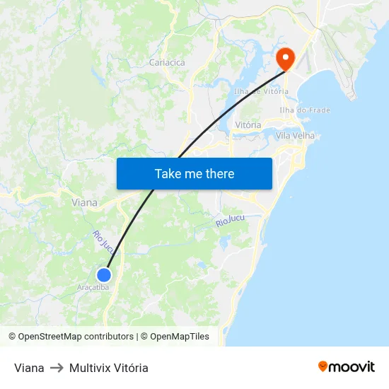 Viana to Multivix Vitória map