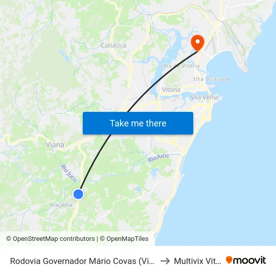 Rodovia Governador Mário Covas (Vila Velha) to Multivix Vitória map