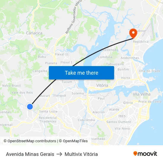 Avenida Minas Gerais to Multivix Vitória map