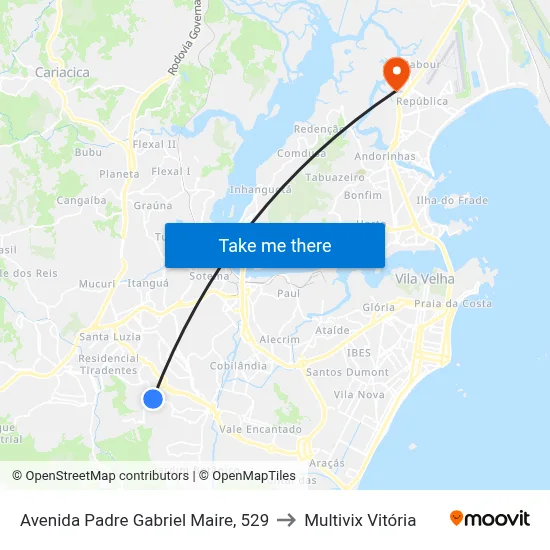 Avenida Padre Gabriel Maire, 529 to Multivix Vitória map
