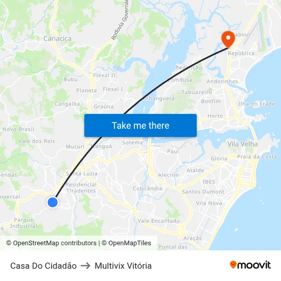 Casa Do Cidadão to Multivix Vitória map