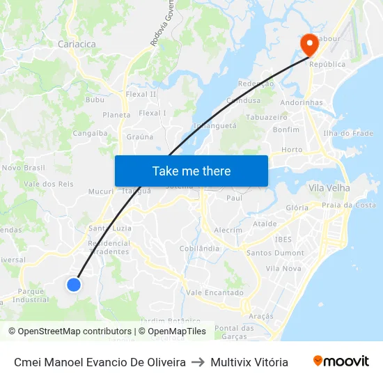 Cmei Manoel Evancio De Oliveira to Multivix Vitória map