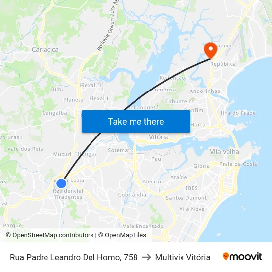 Rua Padre Leandro Del Homo, 758 to Multivix Vitória map