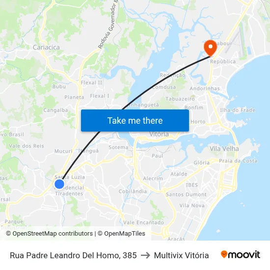 Rua Padre Leandro Del Homo, 385 to Multivix Vitória map