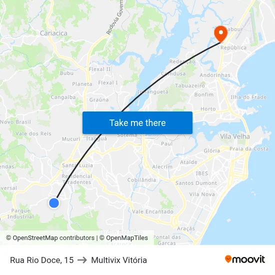 Rua Rio Doce, 15 to Multivix Vitória map