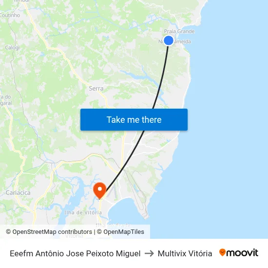 Eeefm Antônio Jose Peixoto Miguel to Multivix Vitória map