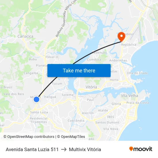 Avenida Santa Luzia 511 to Multivix Vitória map