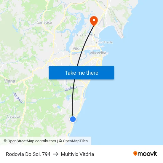 Rodovia Do Sol, 794 to Multivix Vitória map