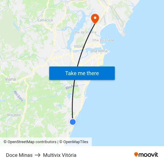 Doce Minas to Multivix Vitória map