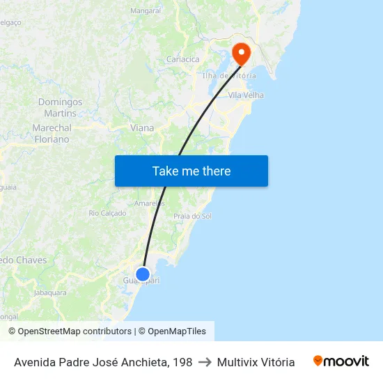 Avenida Padre José Anchieta, 198 to Multivix Vitória map