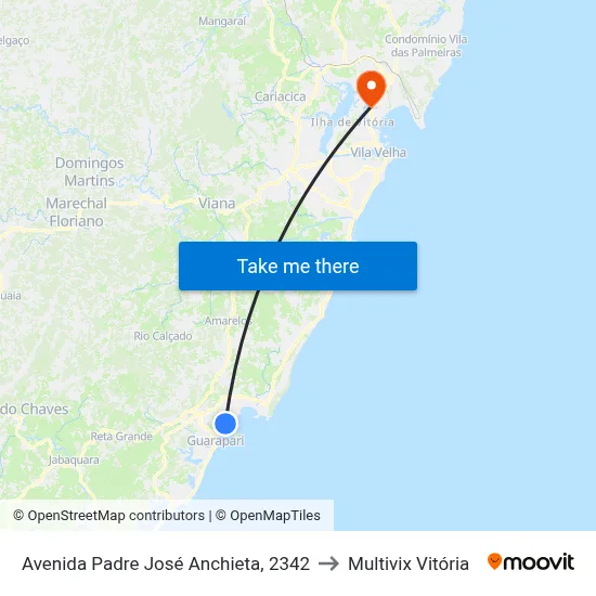 Avenida Padre José Anchieta, 2342 to Multivix Vitória map