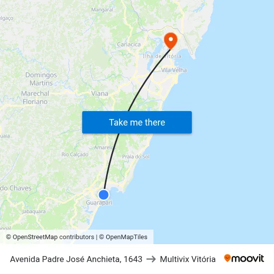 Avenida Padre José Anchieta, 1643 to Multivix Vitória map