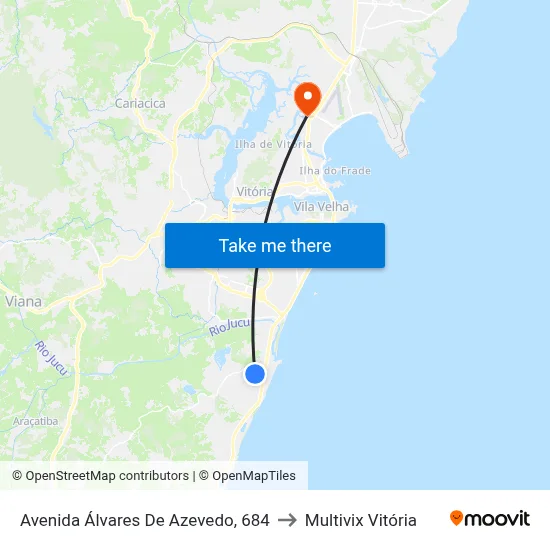 Avenida Álvares De Azevedo, 684 to Multivix Vitória map