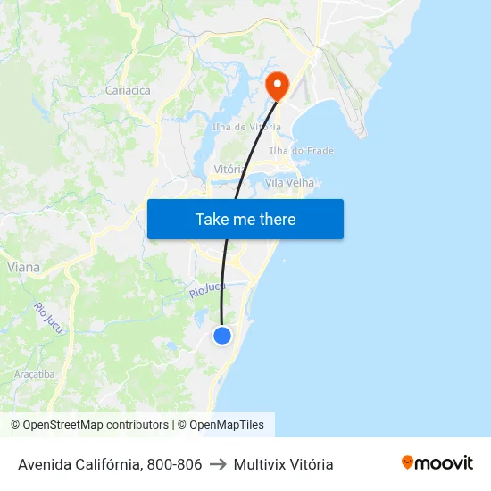 Avenida Califórnia, 800-806 to Multivix Vitória map