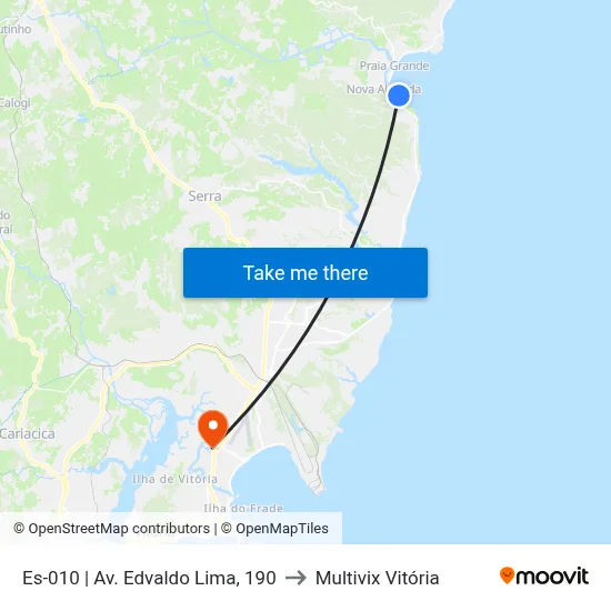 Es-010 | Av. Edvaldo Lima, 190 to Multivix Vitória map
