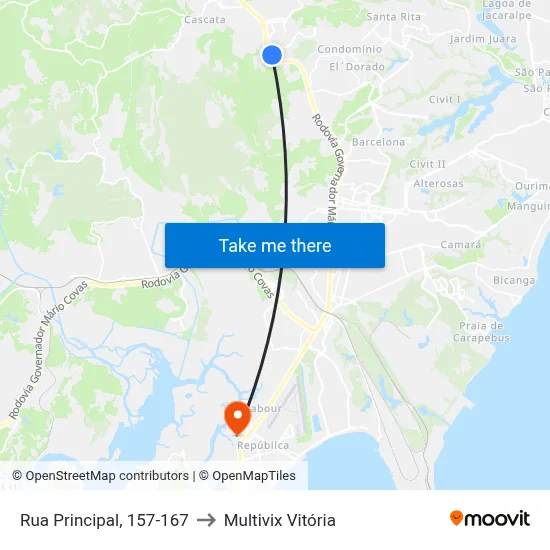 Rua Principal, 157-167 to Multivix Vitória map