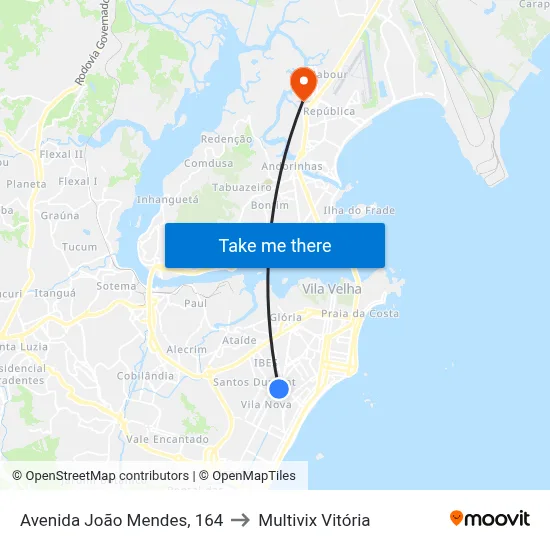Avenida João Mendes, 164 to Multivix Vitória map