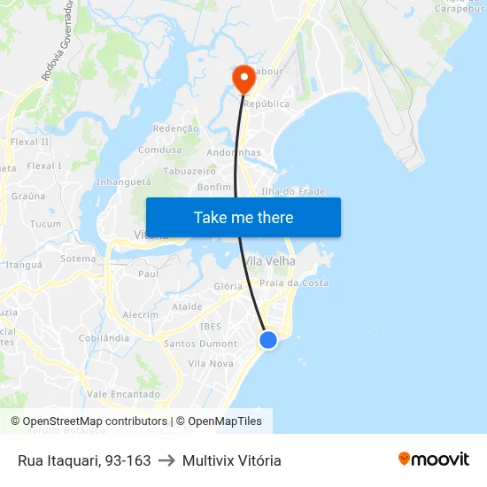 Rua Itaquari, 93-163 to Multivix Vitória map