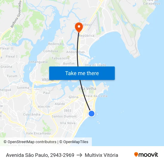 Avenida São Paulo, 2943-2969 to Multivix Vitória map