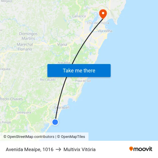 Avenida Meaípe, 1016 to Multivix Vitória map
