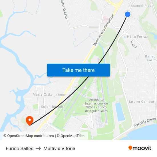 Eurico Salles to Multivix Vitória map