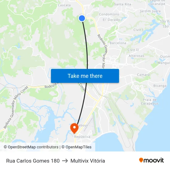 Rua Carlos Gomes 180 to Multivix Vitória map
