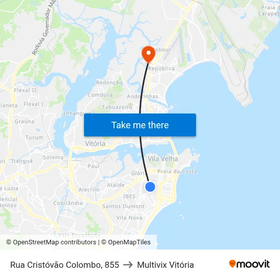 Rua Cristóvão Colombo, 855 to Multivix Vitória map