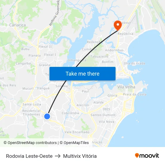 Rodovia Leste-Oeste to Multivix Vitória map