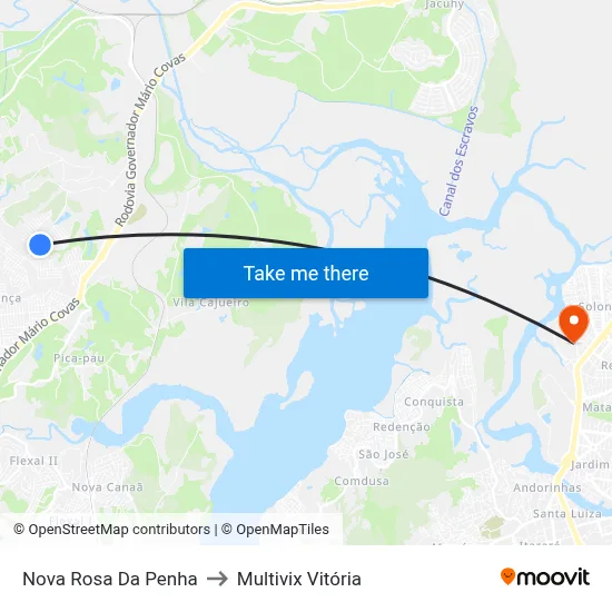 Nova Rosa Da Penha to Multivix Vitória map