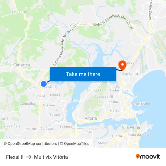 Flexal II to Multivix Vitória map