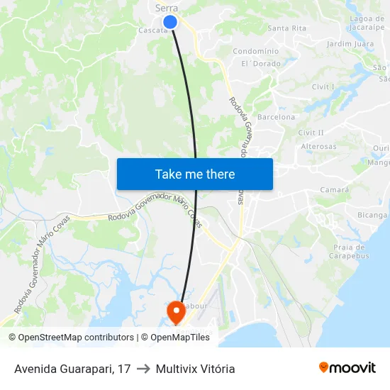 Avenida Guarapari, 17 to Multivix Vitória map