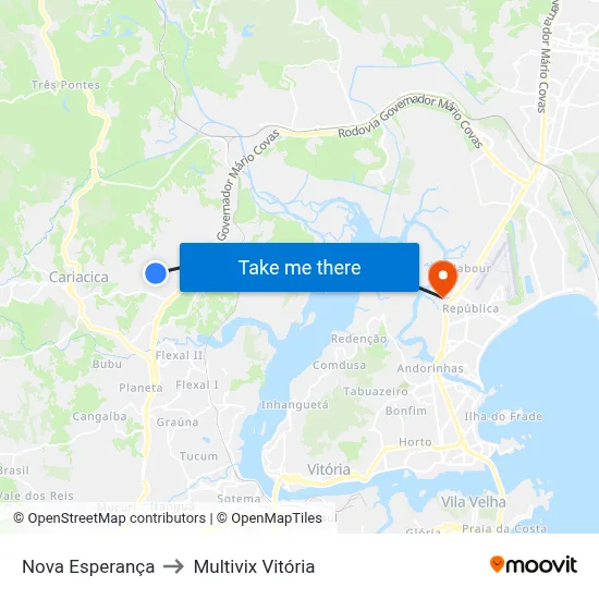 Nova Esperança to Multivix Vitória map