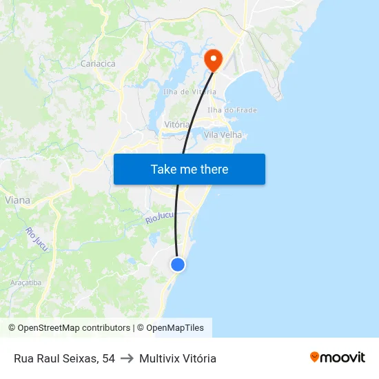 Rua Raul Seixas, 54 to Multivix Vitória map