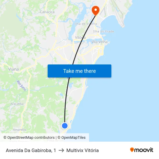 Avenida Da Gabiroba, 1 to Multivix Vitória map