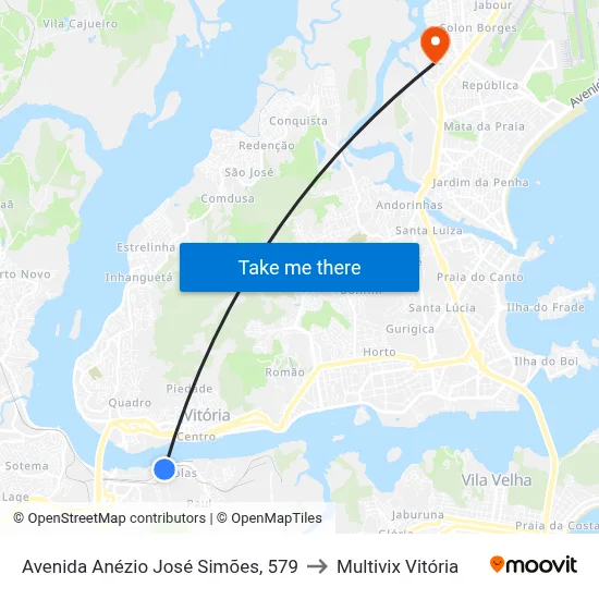 Avenida Anézio José Simões, 579 to Multivix Vitória map