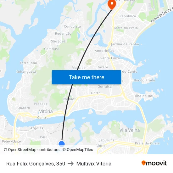 Rua Félix Gonçalves, 350 to Multivix Vitória map