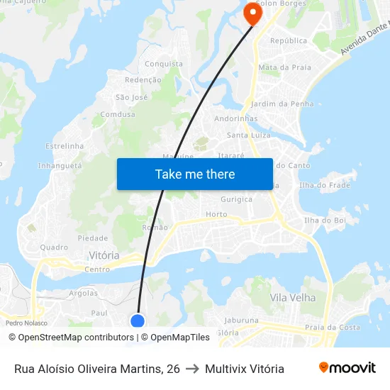 Rua Aloísio Oliveira Martins, 26 to Multivix Vitória map