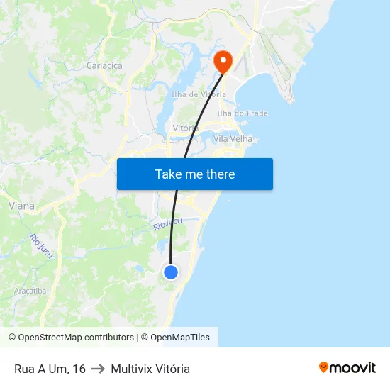 Rua A Um, 16 to Multivix Vitória map
