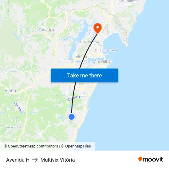 Avenida H to Multivix Vitória map