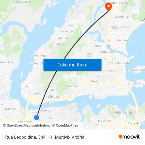 Rua Leopoldina, 344 to Multivix Vitória map