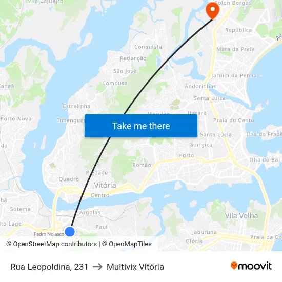 Rua Leopoldina, 231 to Multivix Vitória map